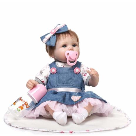 Bebê Reborn Silicone Boneca Mariana Delicada 48 cm 