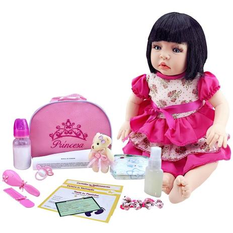 Boneca Bebê Tipo Reborn Menina Linda Princesa 20 Itens 51 Cm - Baby kiss Menor preço em Boneca Bebê Tipo Reborn Menina Linda Princesa 20 Itens 51 Cm - Baby kiss