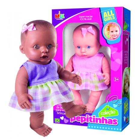 Boneca Coleção Pepitinhas Negra 19CM Milk - Milk brinquedos Menor preço em Boneca Coleção Pepitinhas Negra 19CM Milk - Milk brinquedos