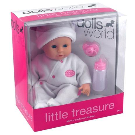 Boneca com Acessórios - 38 Cm - Pequeno Tesouro - Dolls World - Macacão Branco - New toys Menor preço em Boneca com Acessórios - 38 Cm - Pequeno Tesouro - Dolls World - Macacão Branco - New toys