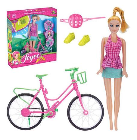 Boneca joyce com bicicleta e acessórios art brink Menor preço em Boneca joyce com bicicleta e acessórios art brink