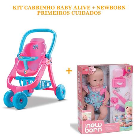 Boneca Newborn Primeiros Cuidados Ref 8114 Carrinho Baby Alive Ref 8141 Divertoys Bonecas Magazine Luiza
