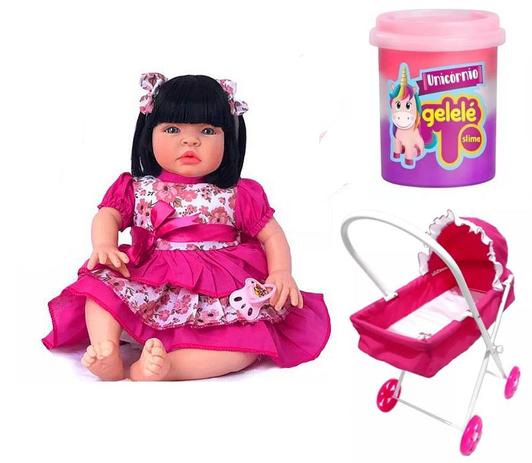 Boneca Reborn com Carrinho Princesa e Slime para Brincar - Sid-nyl