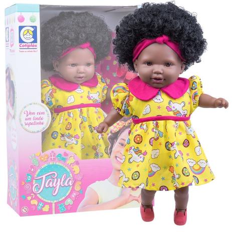 Boneca Tayla Bebe Reborn Negra Com Cabelo Cacheado - Cotiplás - Bonecas -  Magazine Luiza