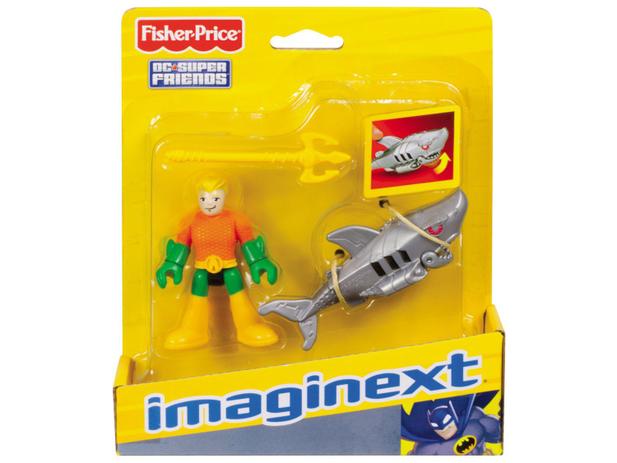 Boneco Imaginext Aquaman e Tubarão Robô - Super Friends com Acessórios Fisher-Price