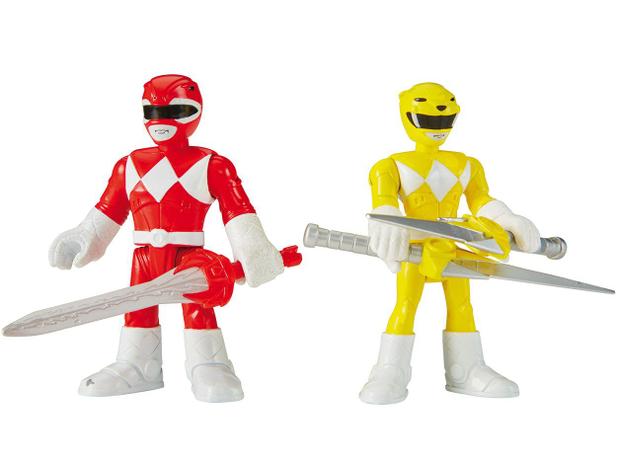 Bonecos Imaginext Mighty Morphin Power Rangers - Red Ranger & Yellow Ranger com Acessórios Mattel