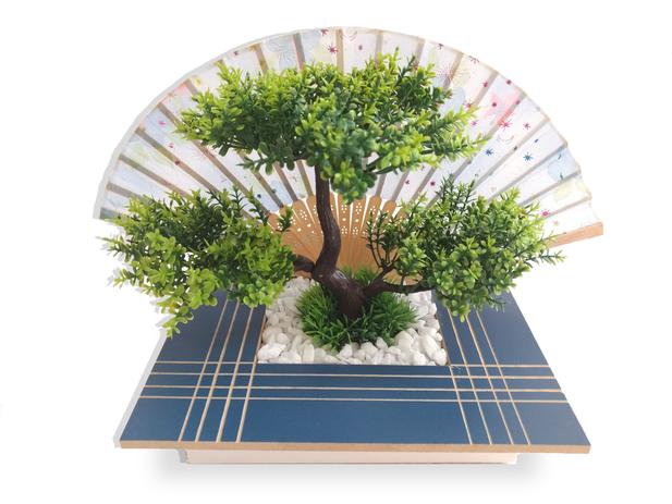 Bonsai Verde Leque Arranjo Flor Artificial Com Vaso Azul Em Madeira - Flordecorar Menor preço em Bonsai Verde Leque Arranjo Flor Artificial Com Vaso Azul Em Madeira - Flordecorar
