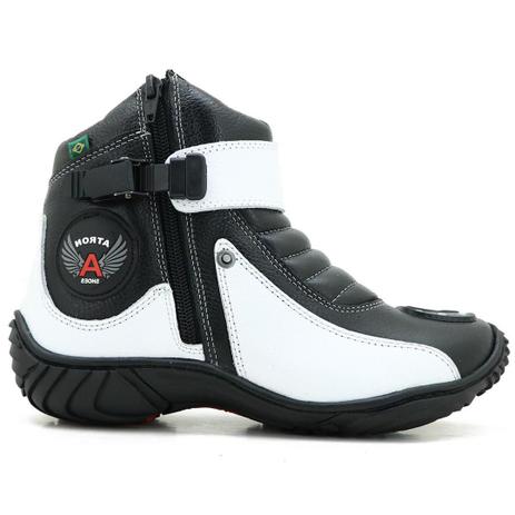 Bota Atron Shoes 271 Motociclista Cano Baixo - Branco Preto Menor preço em Bota Atron Shoes 271 Motociclista Cano Baixo - Branco Preto