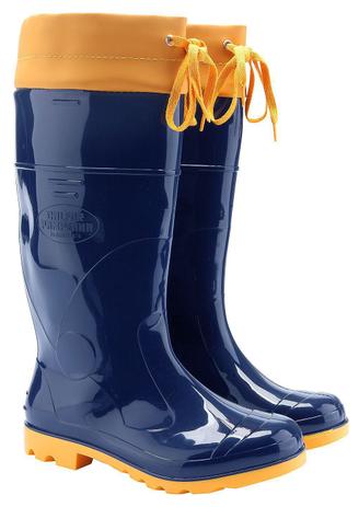 Bota Borracha Pvc Impermeável Azul/amarela C/amarra Galocha - Calfor Pampeana Menor preço em Bota Borracha Pvc Impermeável Azul/amarela C/amarra Galocha - Calfor Pampeana