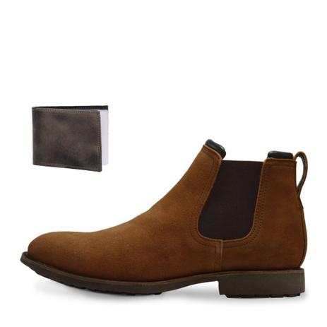 Bota Botina Chelsea Texas Gold em Couro Camurça Ferrugem Masculina +  Carteira - Bota Masculina - Magazine Luiza