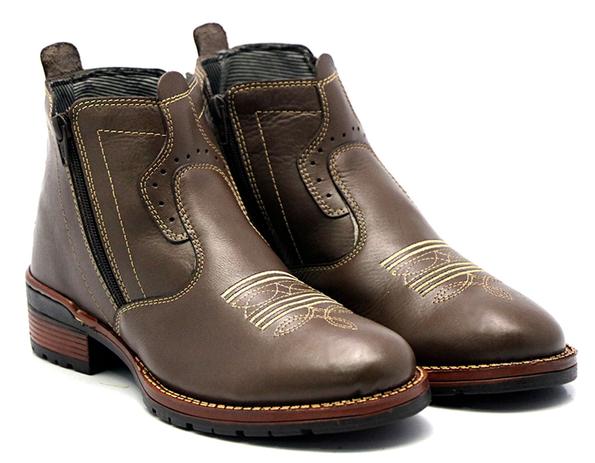 Menor preço em Bota Botina Lisa Cano Curto com Sola Anti-derrapante de Ziper - D.V da Silva