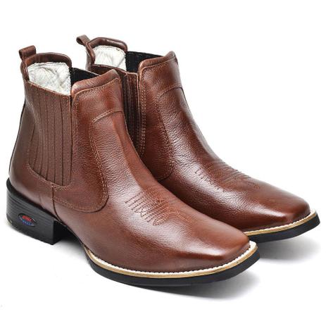 botas masculinas couro bico quadrado