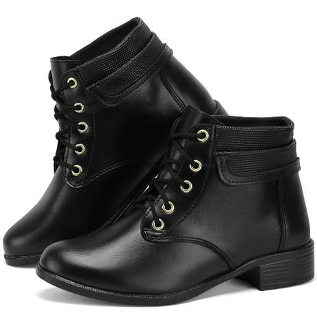 Bota Cano Curto Casual Feminina em Sintético Preta - Dona Beja é boa?