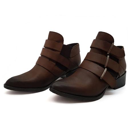 bota cano curto de couro