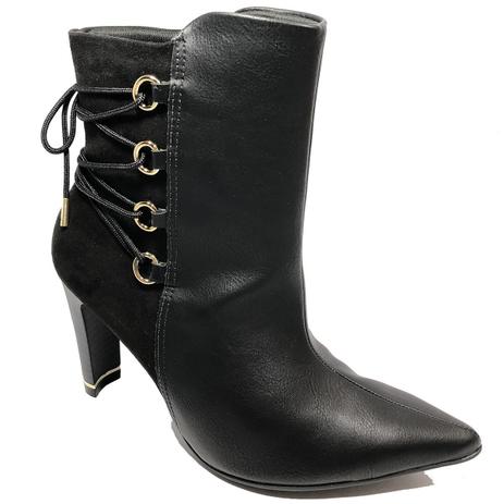 bota bico fino com cadarço