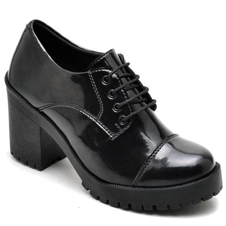 bota preta verniz cano curto