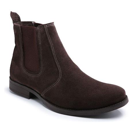 Bota Chelsea Masculina Marrom Couro Camurça - Café 350 - Pé De Couro Menor preço em Bota Chelsea Masculina Marrom Couro Camurça - Café 350 - Pé De Couro