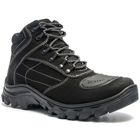 Bota Coturno Adventure Salazari em Couro Preto Menor preço em Bota Coturno Adventure Salazari em Couro Preto