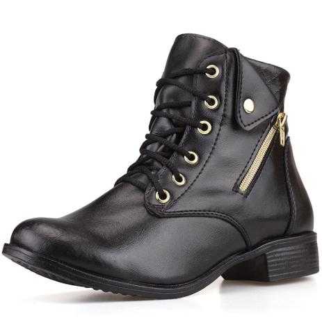 bota coturno cano curto sapatofran com amarração capuccino feminina