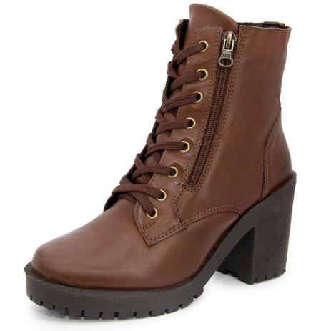 Bota Coturno Couro Feminina Salto Tratorado Café - Mavi Store - Coturno Feminino - Magazine Luiza