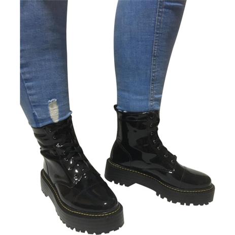 Coturno Feminino Bota Botinha Preta Cano Médio Salto Baixo |  Todamulher.com.br
