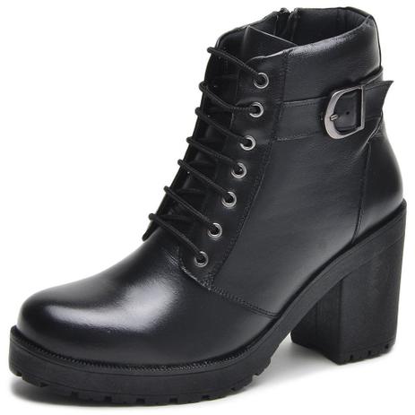 Bota Coturno Feminina Couro Tratorada Preta Tamanho Especial - Lafiume - Coturno Feminino - Magazine Luiza
