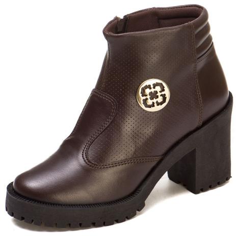 bota coturno feminino salto grosso cano curto