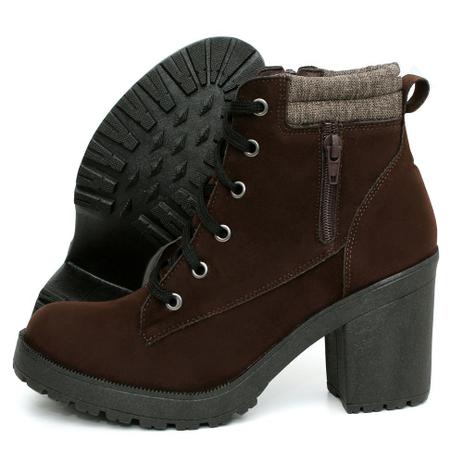 Bota coturno feminina salto tratorado marrom ziper - terra do sapato -  Coturno Feminino - Magazine Luiza