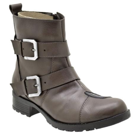 Bota Coturno Feminina Tratorada Com Zíper Marrom Couro - Atron Menor preço em Bota Coturno Feminina Tratorada Com Zíper Marrom Couro - Atron