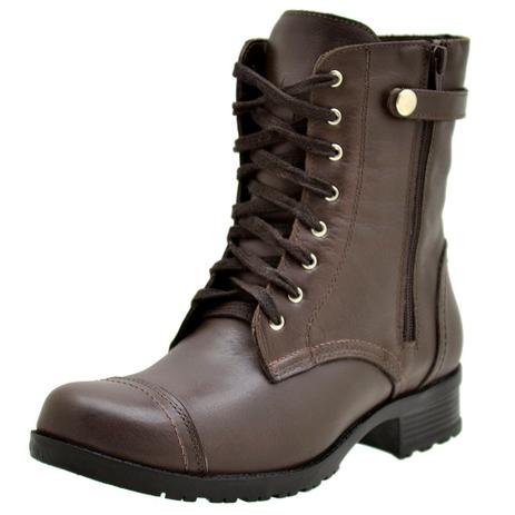 bota coturno feminino cano curto medio com ziper lateral