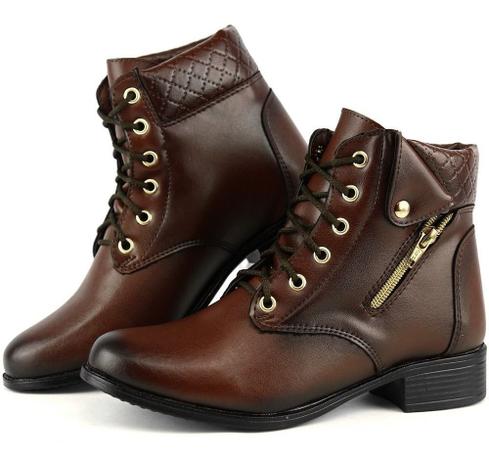 Bota Coturno Feminino Confort Nova Coleção Outono Inverno Marrom - Ws3 Menor preço em Bota Coturno Feminino Confort Nova Coleção Outono Inverno Marrom - Ws3