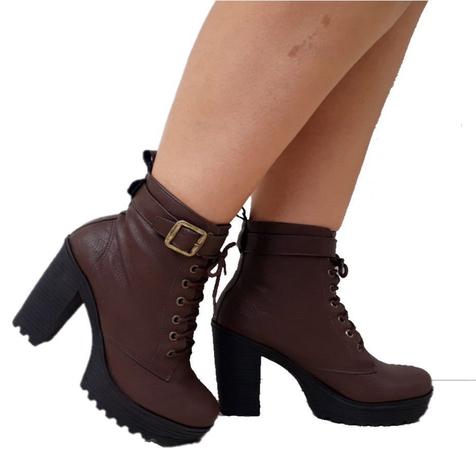 Bota Coturno Feminino Marrom Salto Alto Grosso Tratorada Plataforma  Lançamento - Diva Sapatilhas - Coturno Feminino - Magazine Luiza