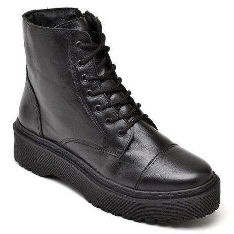 coturno feminino preto couro