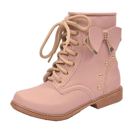 Bota Coturno Infantil Menina Laço e Cadarço Rosa - Raniel Calçados - Bota  Infantil - Magazine Luiza