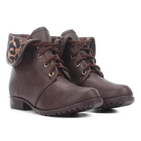 Bota Coturno Look Fashion Onça Cano Dobrável Feminina Menor preço em Bota Coturno Look Fashion Onça Cano Dobrável Feminina
