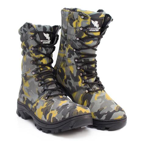 Bota Coturno Masculino Couro Zíper Camuflada Militar Esporte - Defender  Tactic - Bota Esportiva - Magazine Luiza