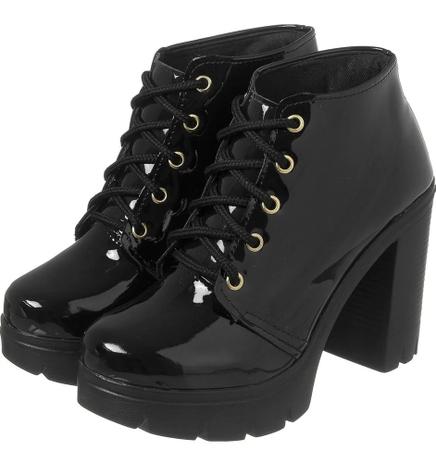 Bota Coturno Salto Alto Plataforma Cano Curto Verniz Com Ilhós Sacolei -  Outros Moda e Acessórios - Magazine Luiza