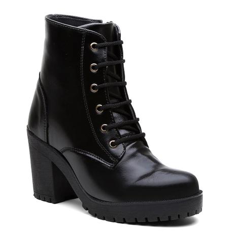 Bota Coturno Verniz Feminina Salto Alto Preto Ellest - Coturno Feminino - Magazine Luiza