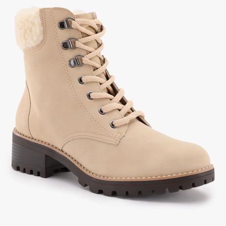 BOTA COTURNO VIA MARTE COM PELINHOS Bege - Coturno Feminino - Magazine Luiza