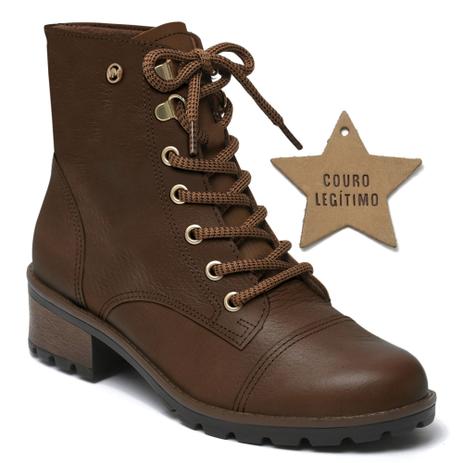 Bota Coturno Via Marte Couro Feminina 21-6103 Canela 34 - Coturno Feminino  - Magazine Luiza