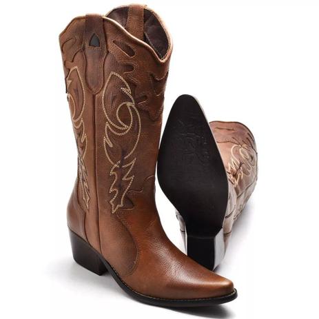 bota couro country feminina