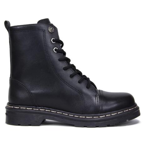 Bota Couro Coturno Tratorado Cravo e Canela 85653 Feminina Menor preço em Bota Couro Coturno Tratorado Cravo e Canela 85653 Feminina