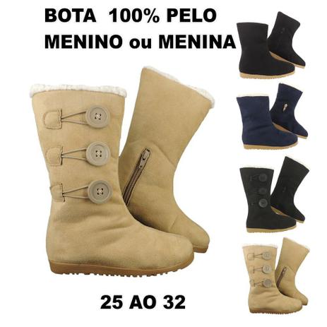 Bota de Pelo Infantil Menino ou Menina 100% Forrada Inverno Lã Neve MG860 - LB Menor preço em Bota de Pelo Infantil Menino ou Menina 100% Forrada Inverno Lã Neve MG860 - LB