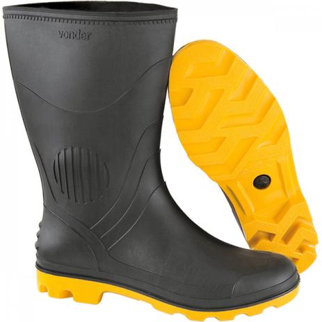 Bota de PVC preta e amarela cano médio sem forro 40 Vonder Amarelo/Preto Menor preço em Bota de PVC preta e amarela cano médio sem forro 40 Vonder Amarelo/Preto