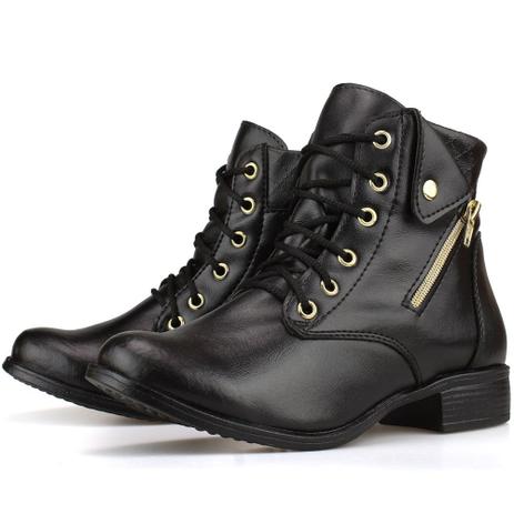 bota cano curto salto baixo preta