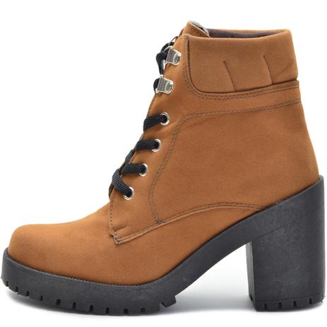 Bota Feminina Confort Coturno Tratorada Cano Curto Camurça Marrom - Ferrarelo - Bota Feminina - Magazine Luiza