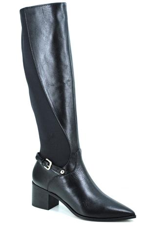 Bota Feminina Montaria Cano Alto Bico Fino Salto Baixo UZA Preto 0814518 - Bota Feminina - Magazine Luiza