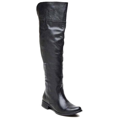 bota over the knee couro marrom