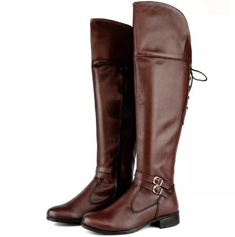 botas over the knee marrom
