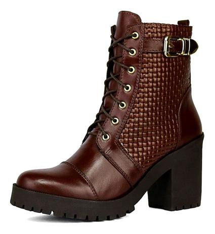 bota feminina cano alto com cadarço